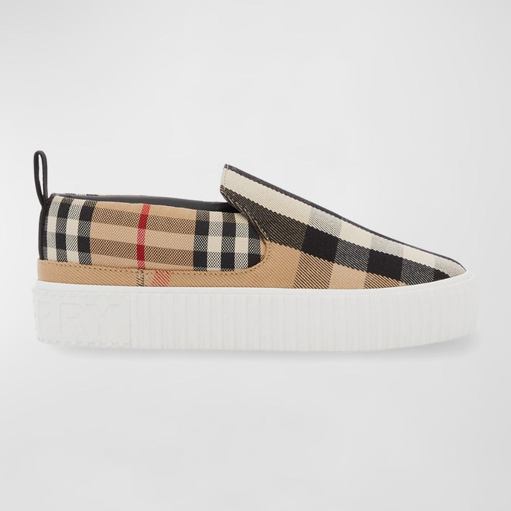 Andrew Archive Check Loafers - Archive Beige Check - Size 3.5 (Child